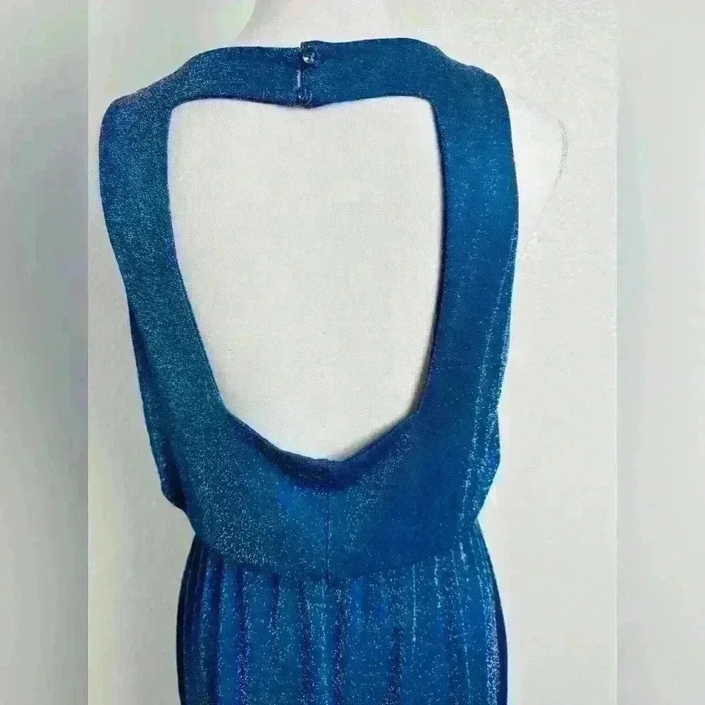 CRISTINAEFFE Sleeveless Sparkly Blue Formal Maxi Dress Size 42 or US size 8 - Picture 4 of 14